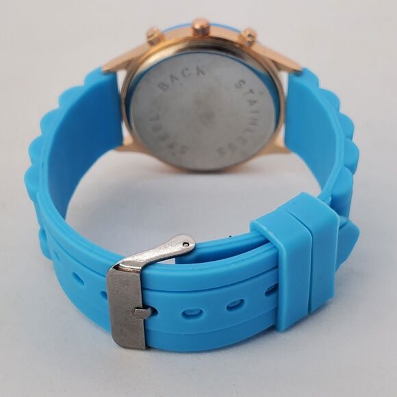 38MM Watch Women Blue Dial Blue Plastic Band Straps New Battery - Picture 7 of 13